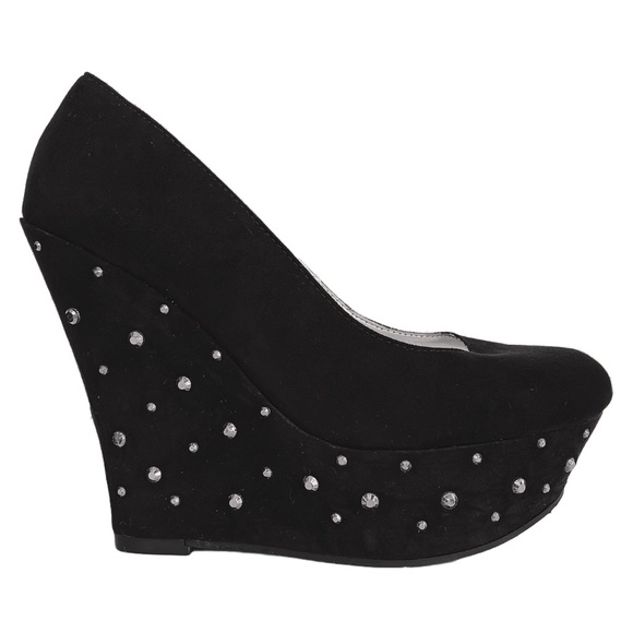 Suede and Rhinestones Platform Shoes - Picture 2 of 10